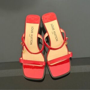 Louis Vuitton Red Women's Platform Sandals Authentic 36